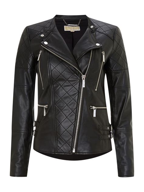 michael michael kors black leather jacket|Michael Kors waterproof jacket.